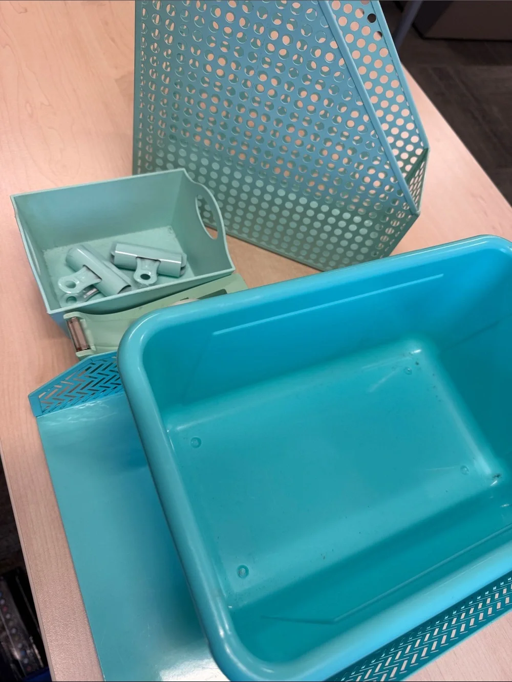 Blue (Mint/teal) Home Office Storage Bin Set - Brand
